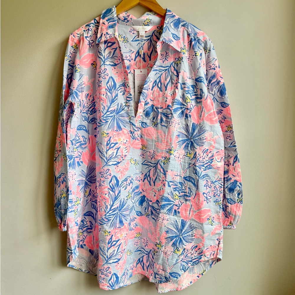 Lilly Pulitzer Kique Long Sleeve Cover-Up Large